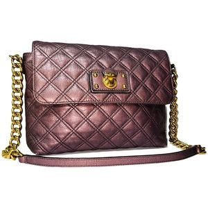 Marc Jacobs Leather Quilted Metallic Purple Shoulder Bag